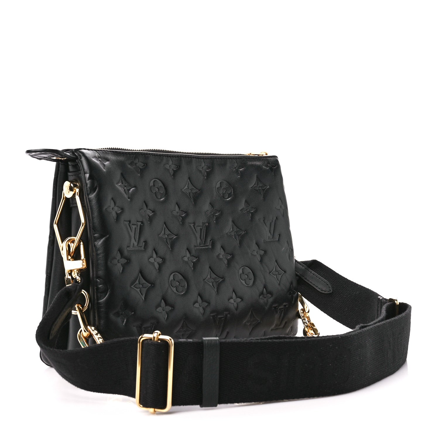 Louis Vuitton Lambskin Embossed Monogram Coussin PM Black 3 of 11