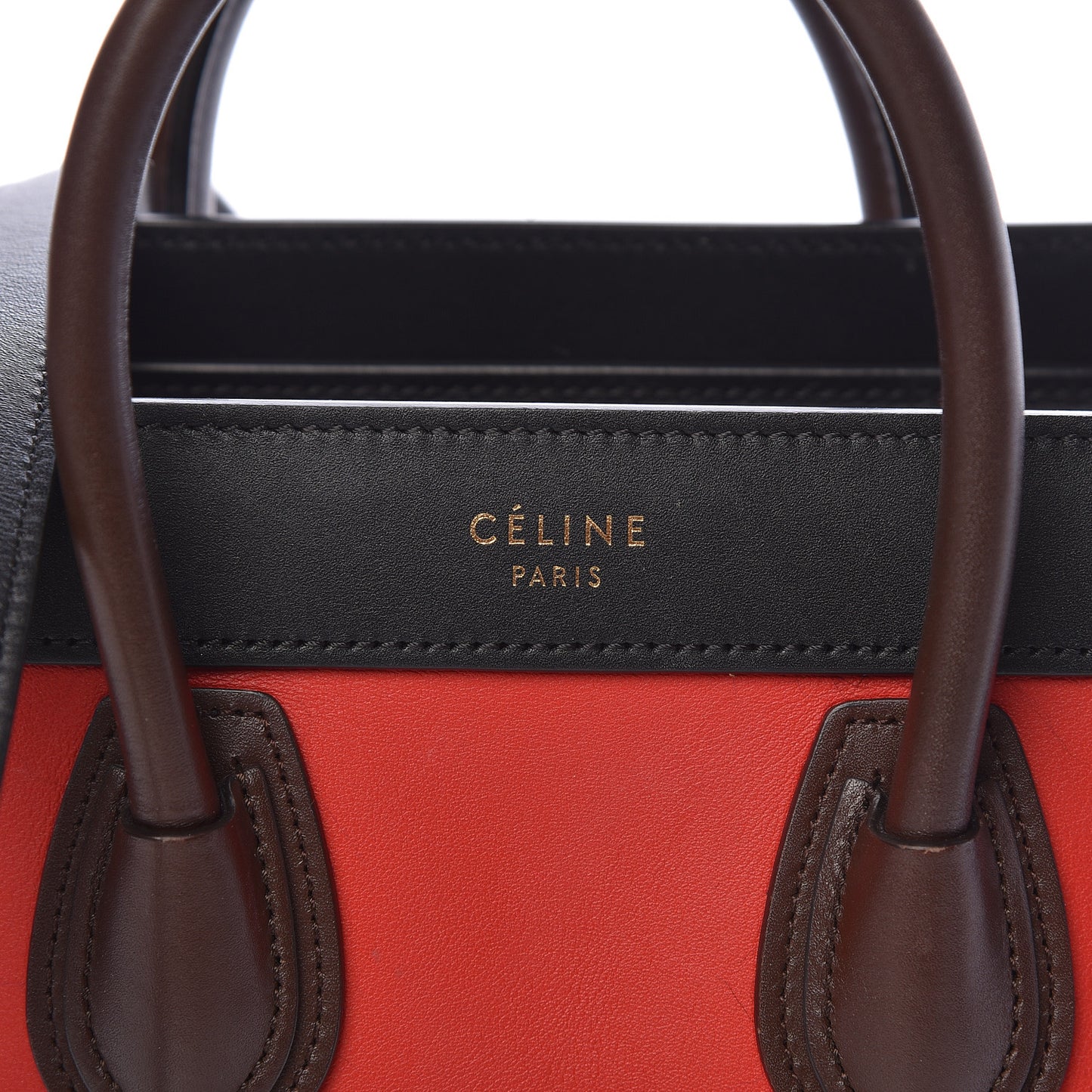 Calfskin Bullhide Nano Tri-Color Luggage Bright Red