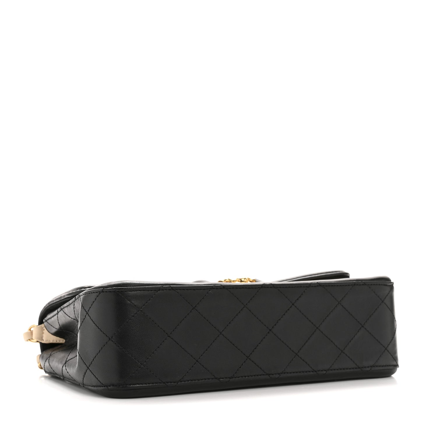 Lambskin Quilted Medium Elegant CC Flap Beige Black