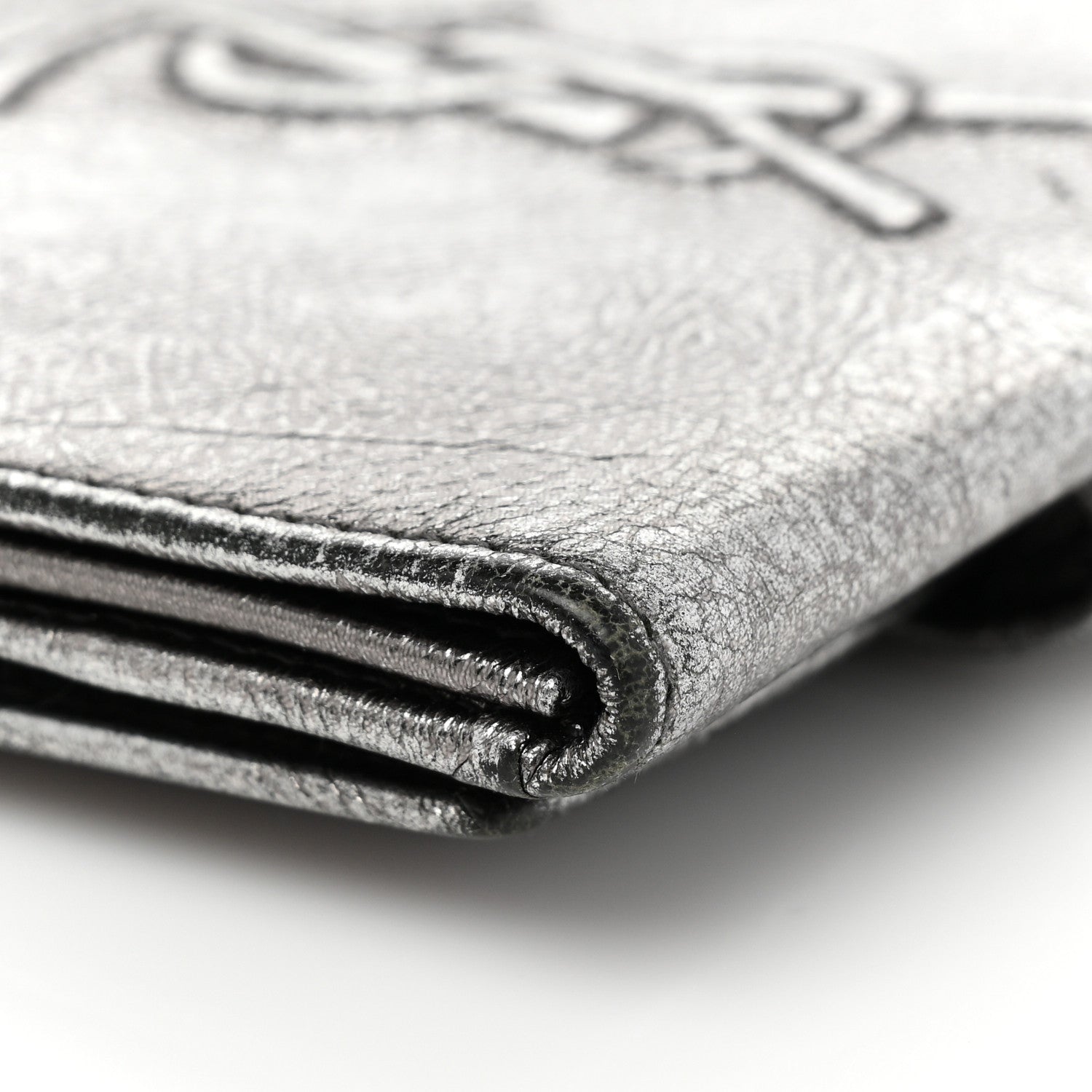 Saint Laurent Metallic Goatskin Belle de Jour French Wallet Silver 10 of 10