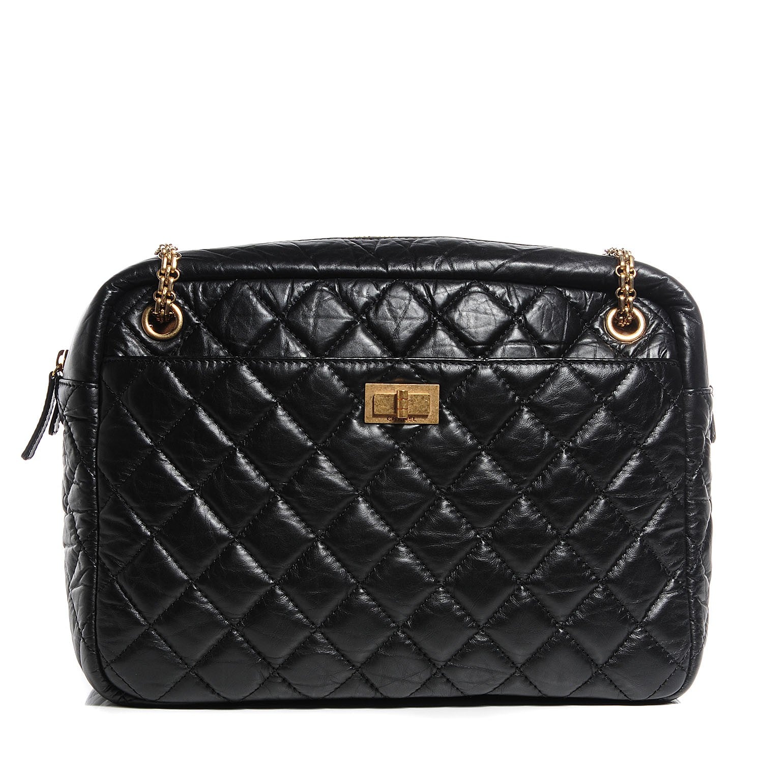 Chanel Aged Calfskin Quilted Large Reissue Camera Case Black 1 of 7