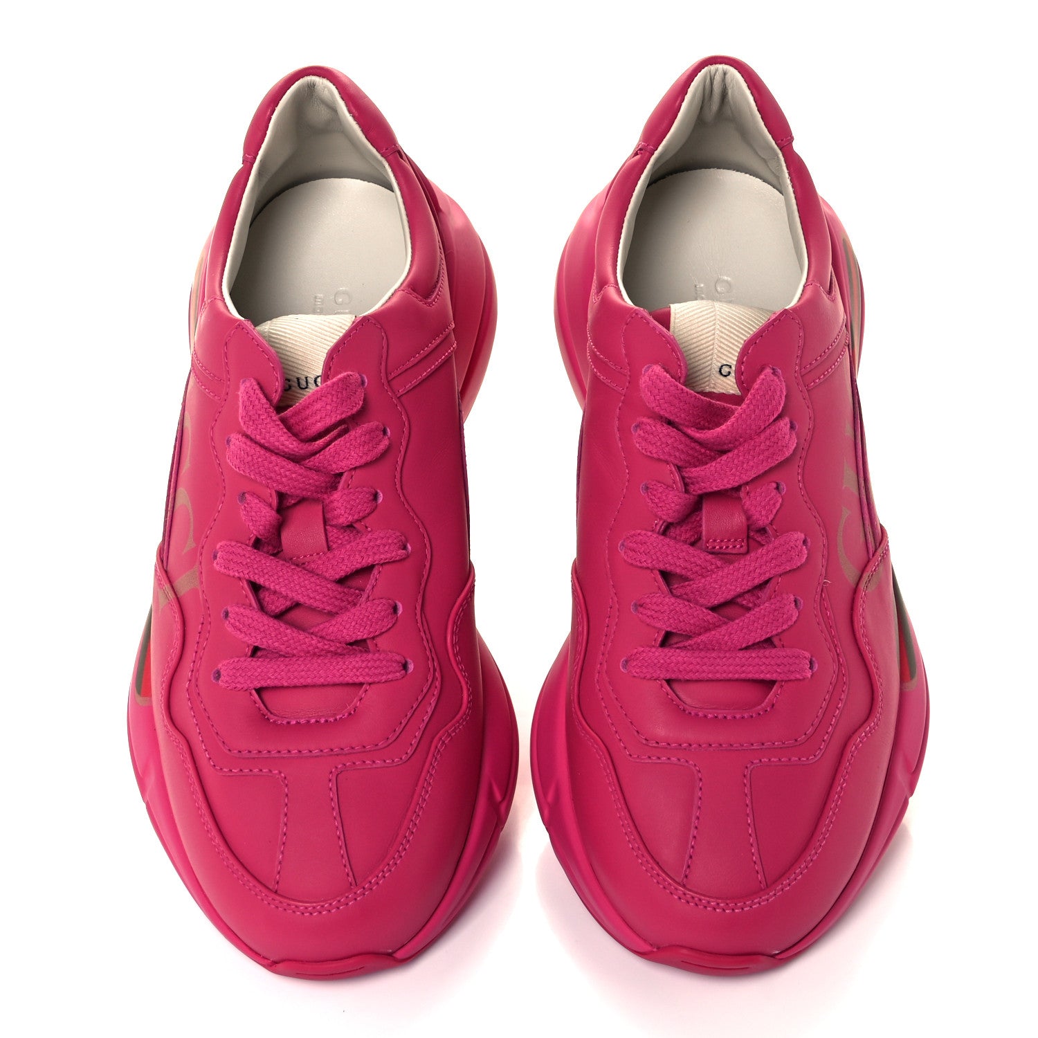 Gucci Calfskin Logo Womens Rhyton Sneakers 36.5 Box Pink 5 of 12
