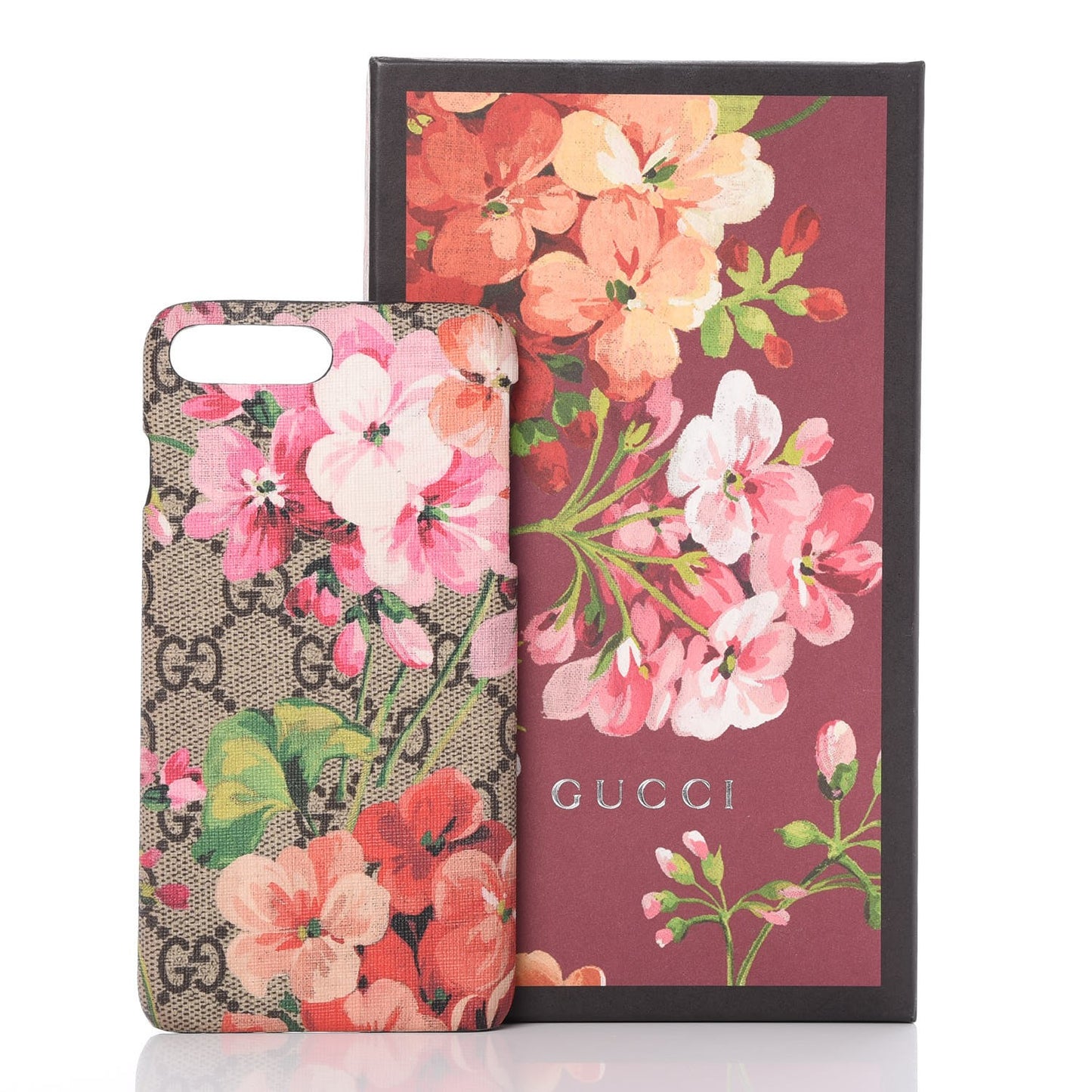 GG Supreme Monogram Blooms iPhone 8 Plus Case Beige Multicolor Dry Rose