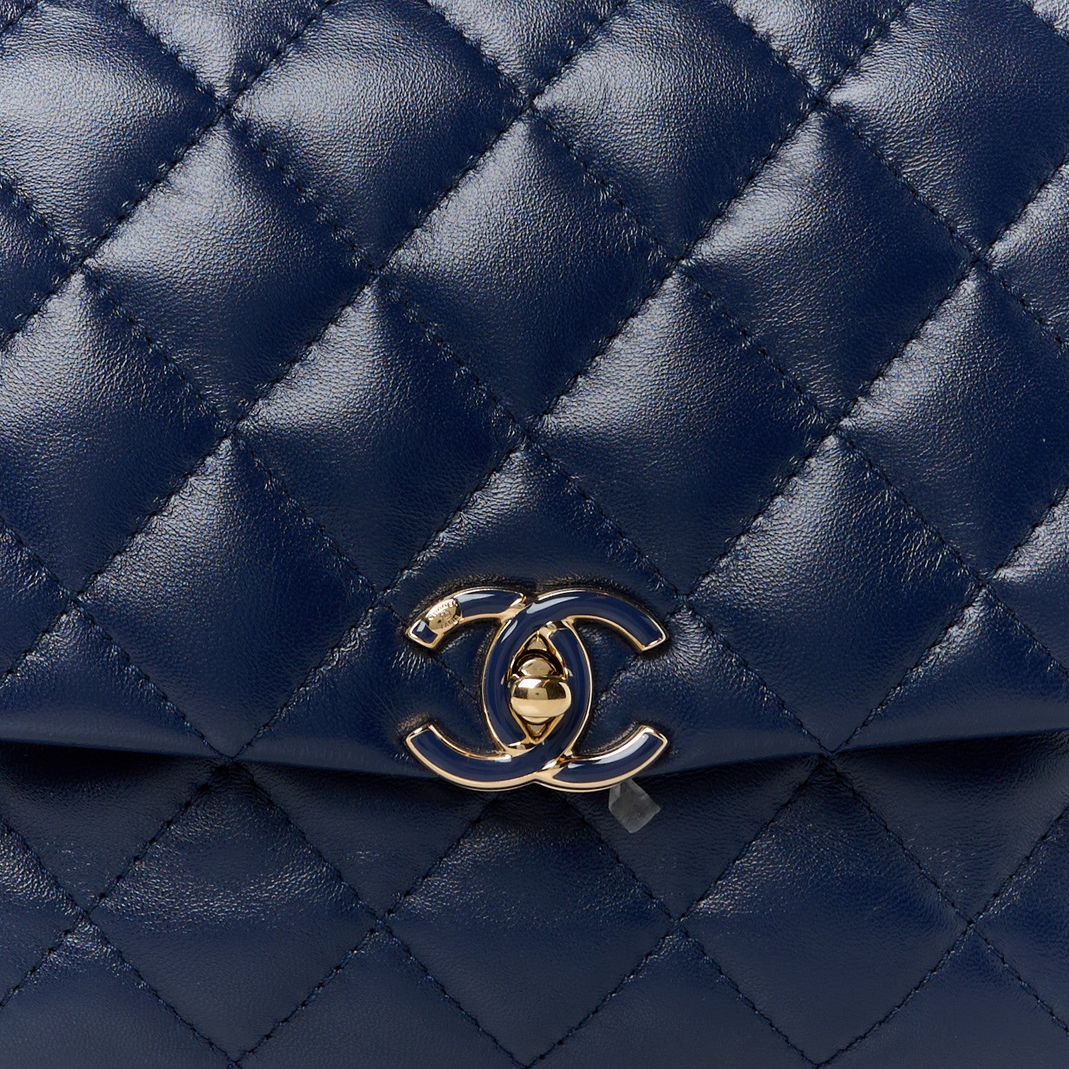 Chanel Lambskin Enamel Quilted Chain Frame Flap Navy 9 of 11