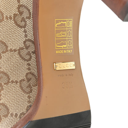 Gucci Monogram Lisa Mid Heel Boots 38.5 Beige Ebony 9 of 11