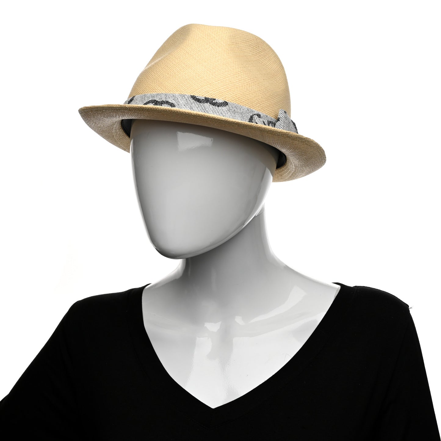 Straw CC Fedora Hat M Beige