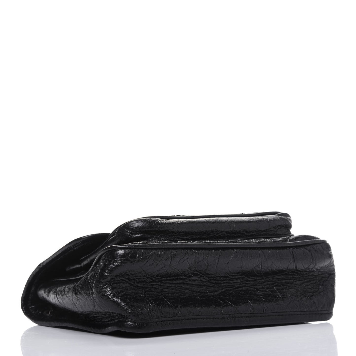 Crinkled Calfskin Matelasse Monogram Baby Niki Chain Satchel Black