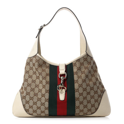 Gucci Monogram Web Jackie O Bouvier Hobo White 1 of 11