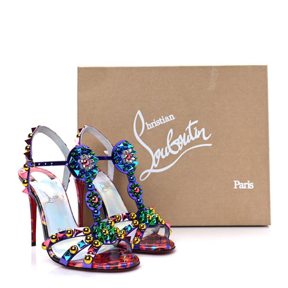 Christian Louboutin Patent Embellished Goldora Disco 100 Sandals 36.5 Multicolor 8 of 8