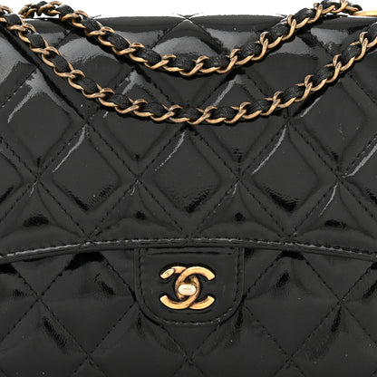 Chanel Patent Goatskin Quilted CC Eyelet Wallet On Chain WOC Black 9 of 11
