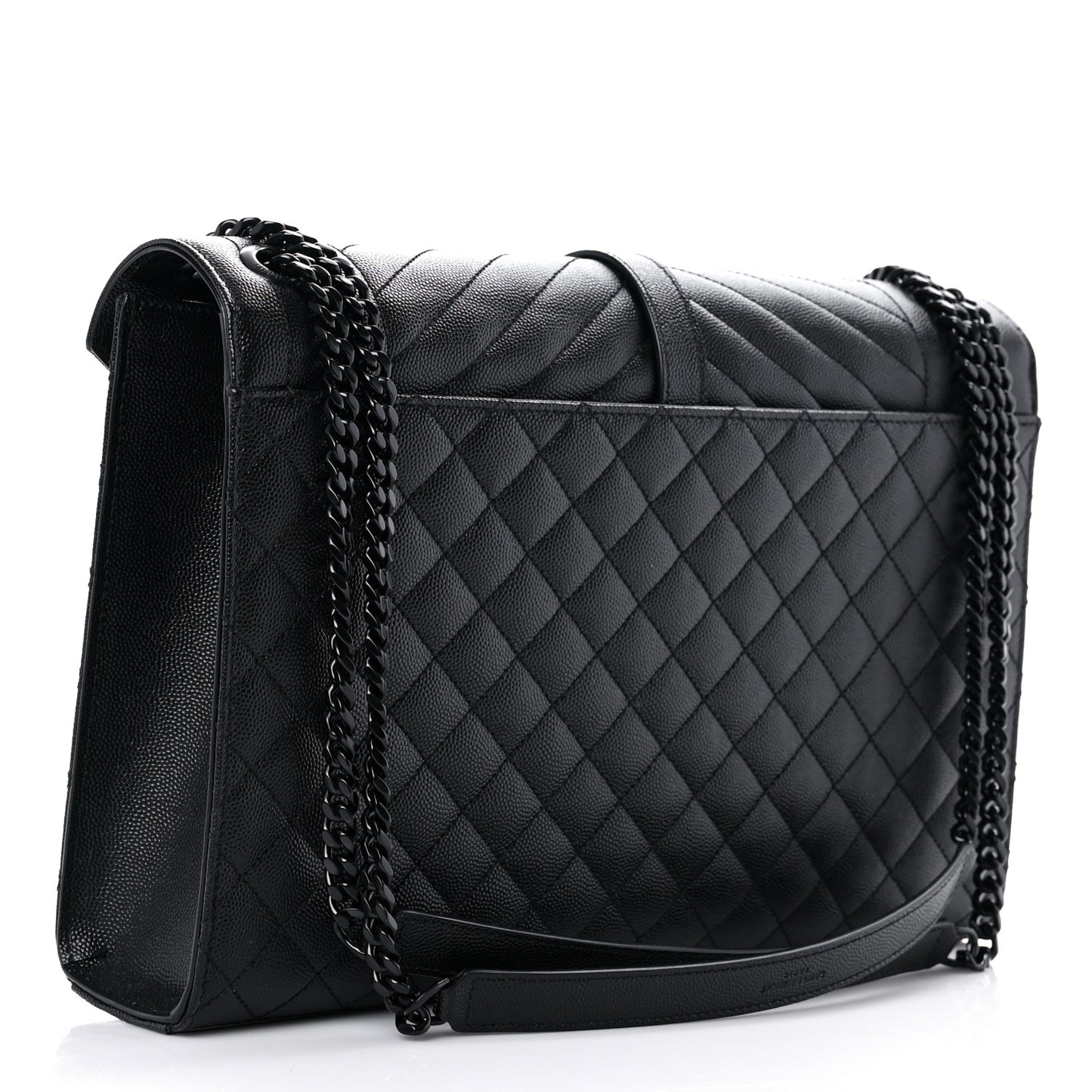 Grain De Poudre Textured Mixed Matelasse Large Triquilt Monogram Monochrome Satchel Black