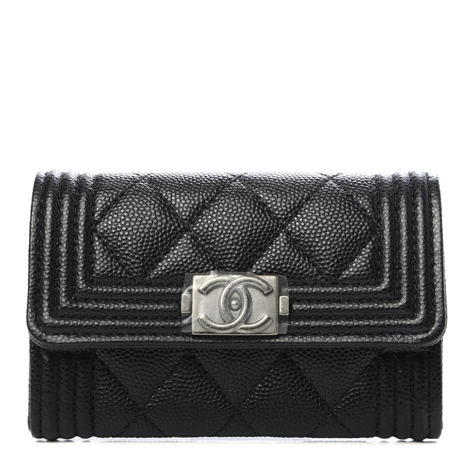 Chanel Caviar Quilted Boy Flap Card Holder Black 1 of 9