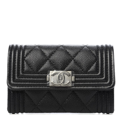 Chanel Caviar Quilted Boy Flap Card Holder Black 1 of 9