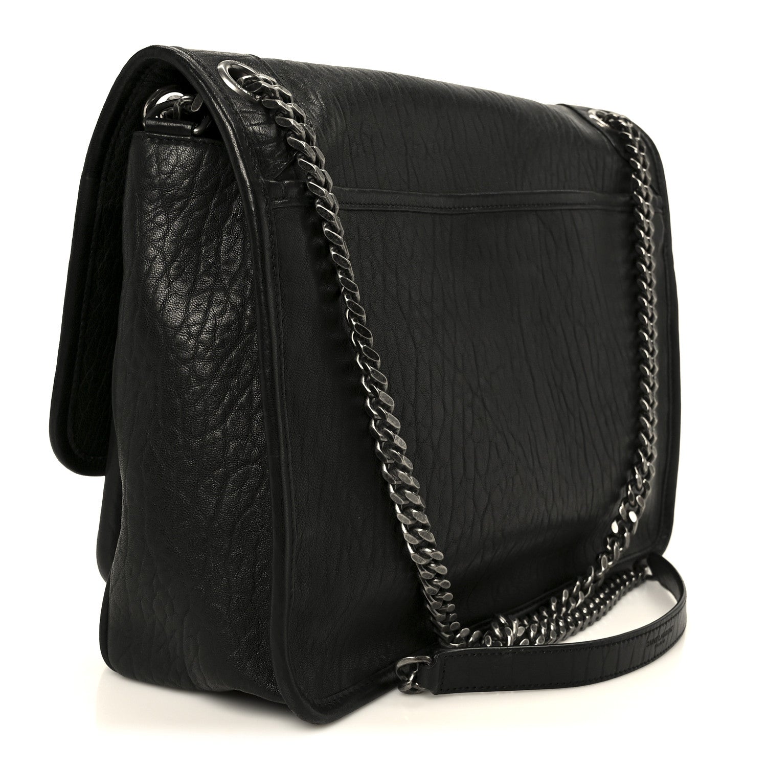 Saint Laurent Grained Lambskin Monogram Large Niki Chain Satchel Black 3 of 11