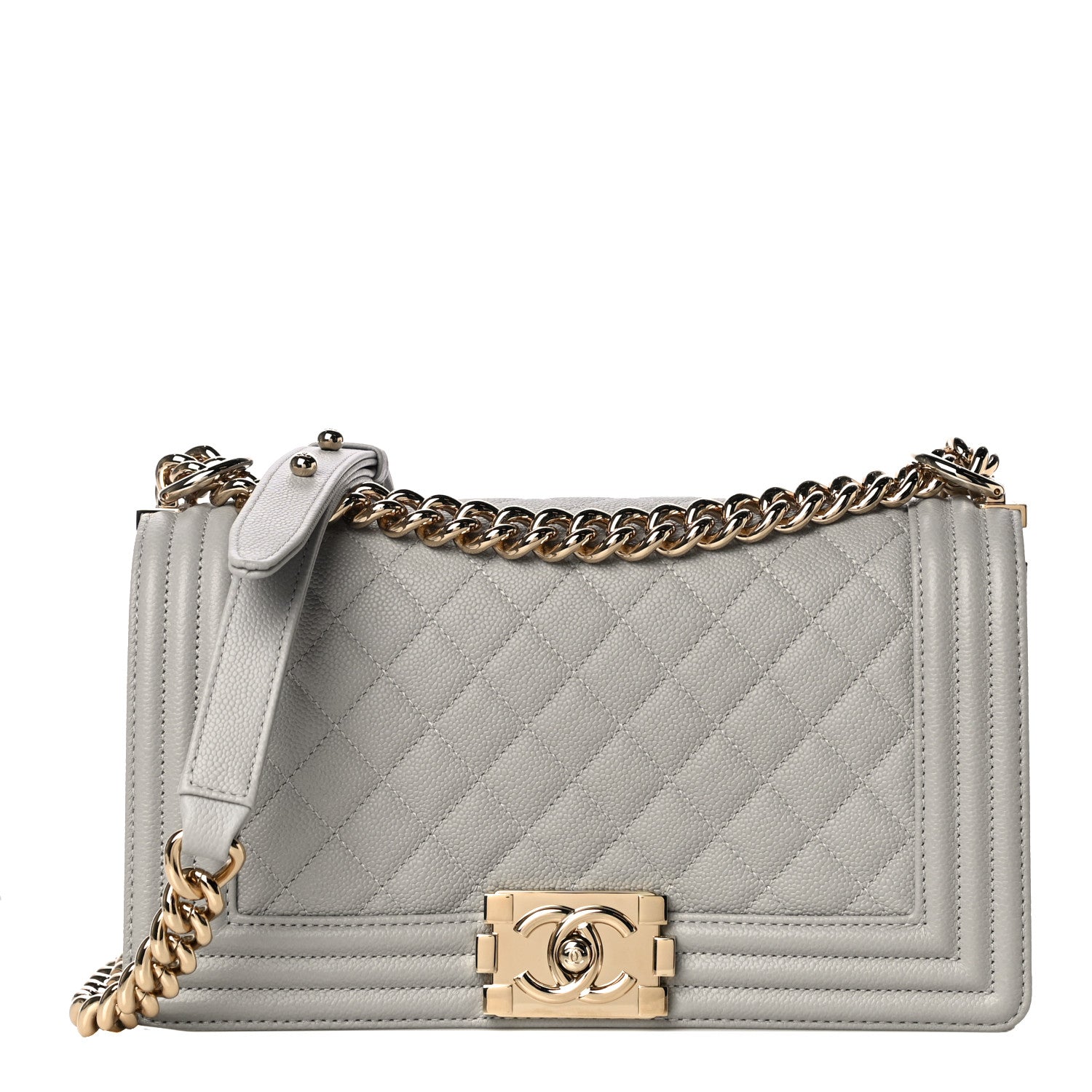 Chanel Caviar Quilted Medium Boy Flap Light Grey 1 of 10