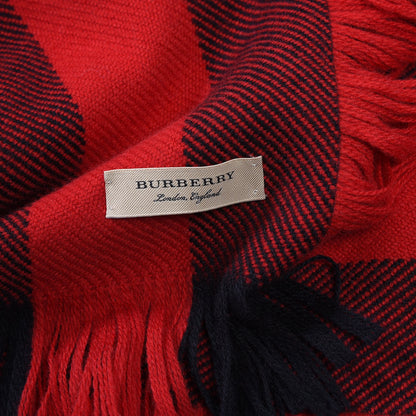 Burberry Wool Half Mega Check Fringe Scarf Red 4 of 4