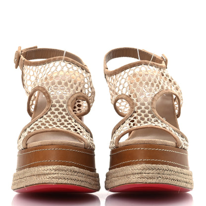 Christian Louboutin Waxed Calfskin Mesh Almeja 130 Espadrilles Pumps 40 Lionne Terra 3 of 12