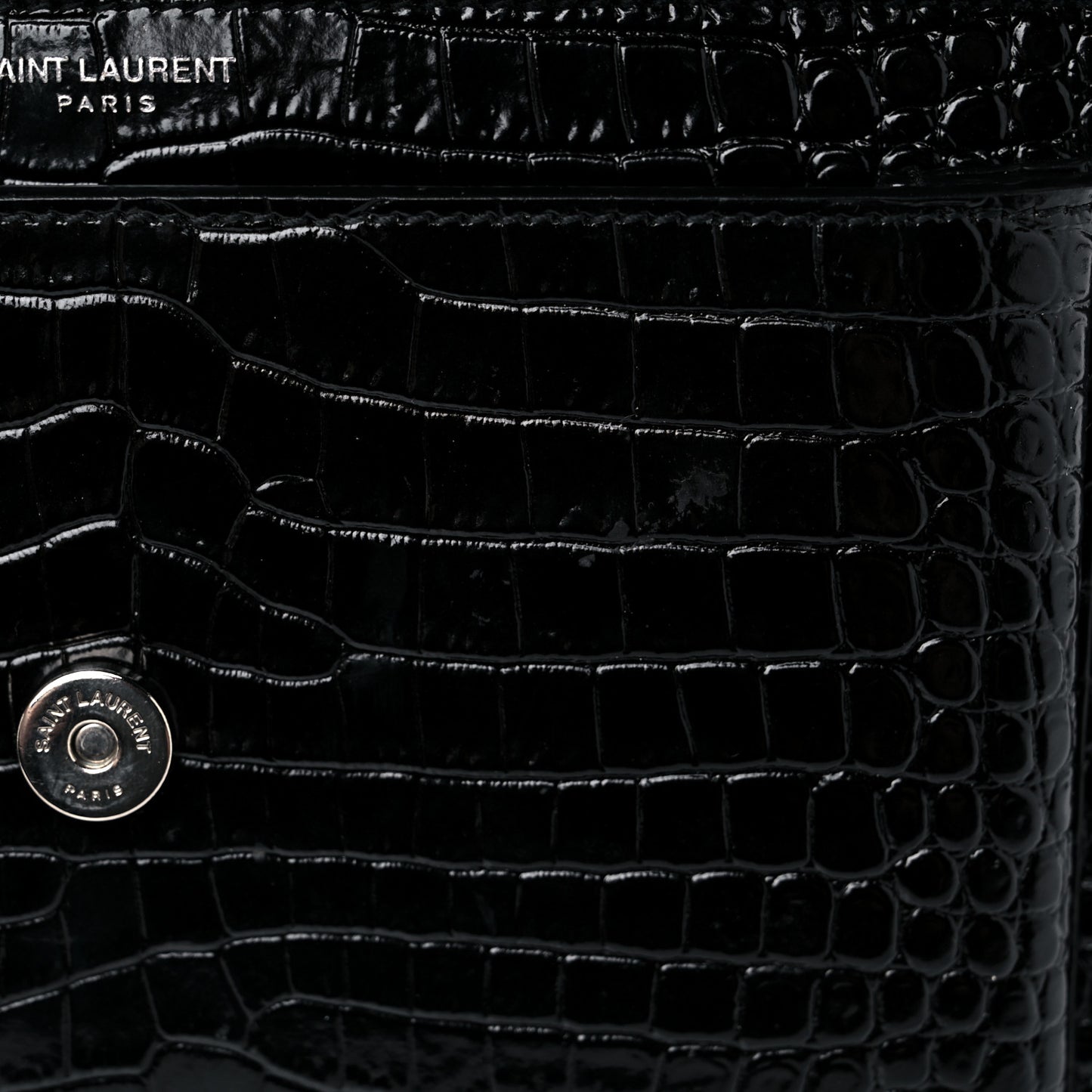Calfskin Crocodile Embossed Medium Monogram Sunset Black