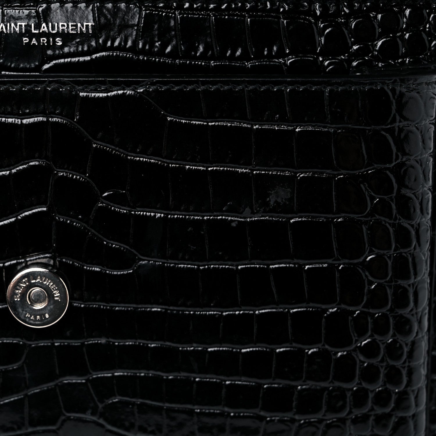Saint Laurent Calfskin Crocodile Embossed Medium Monogram Sunset Black 14 of 14