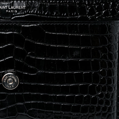 Saint Laurent Calfskin Crocodile Embossed Medium Monogram Sunset Black 14 of 14