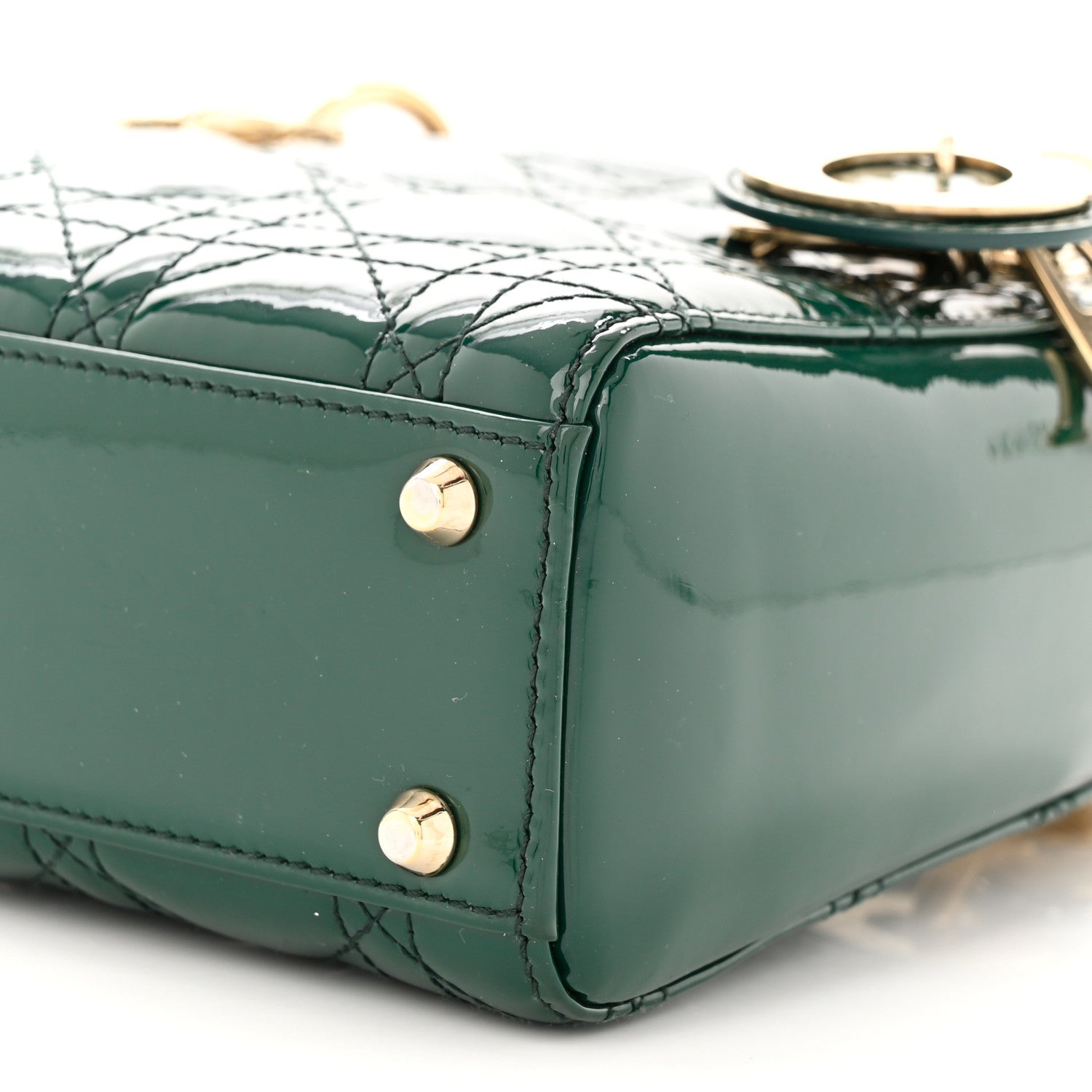 Christian Dior Patent Cannage Mini Lady Dior Dark Green 10 of 11