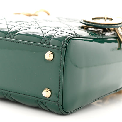 Christian Dior Patent Cannage Mini Lady Dior Dark Green 10 of 11