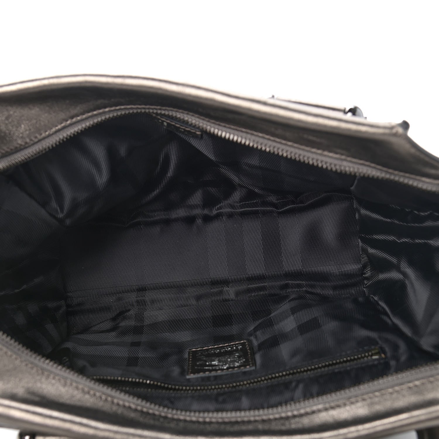 Burberry Metallic Calfskin Quilted Mini Manor Tote Pewter 5 of 11