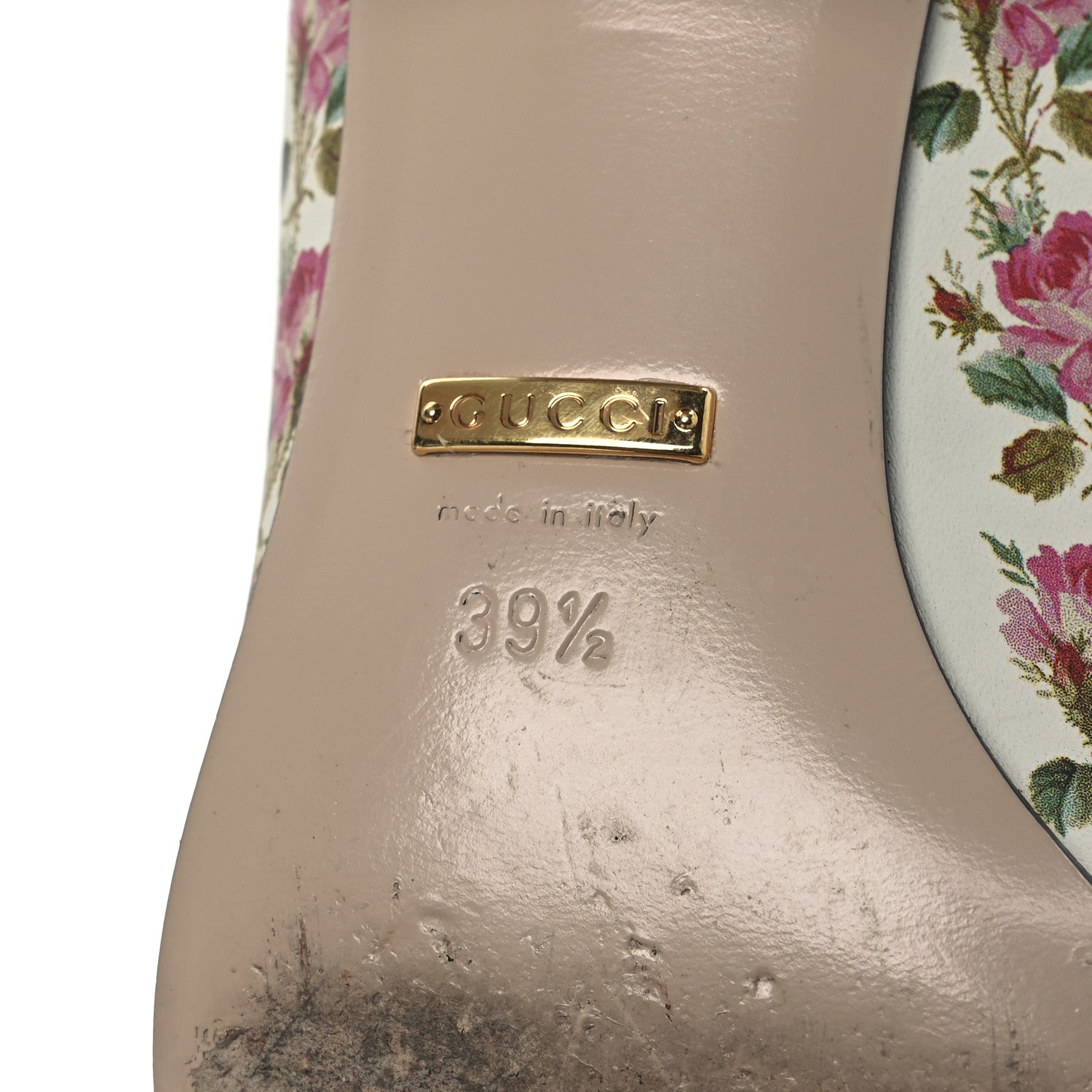 Gucci Calfskin Rose Print GG Marmont Fringe 50mm Loafer Pumps 39.5 Multicolor 8 of 14