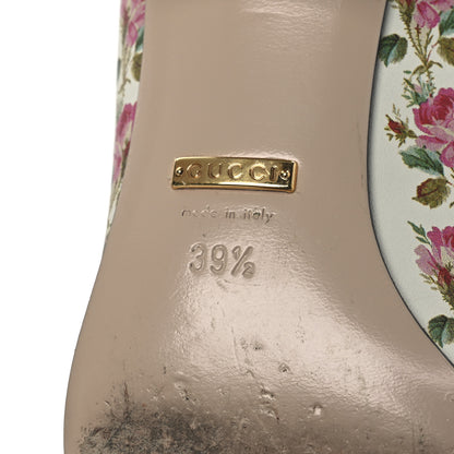Gucci Calfskin Rose Print GG Marmont Fringe 50mm Loafer Pumps 39.5 Multicolor 8 of 14
