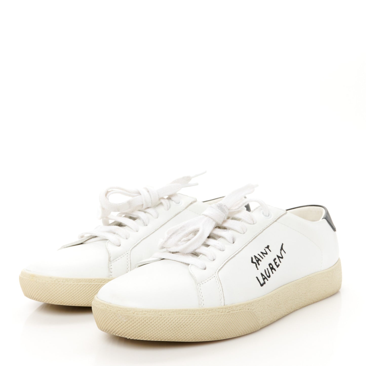 Calfskin Embroidered Court Classic Sneakers 38 White Black