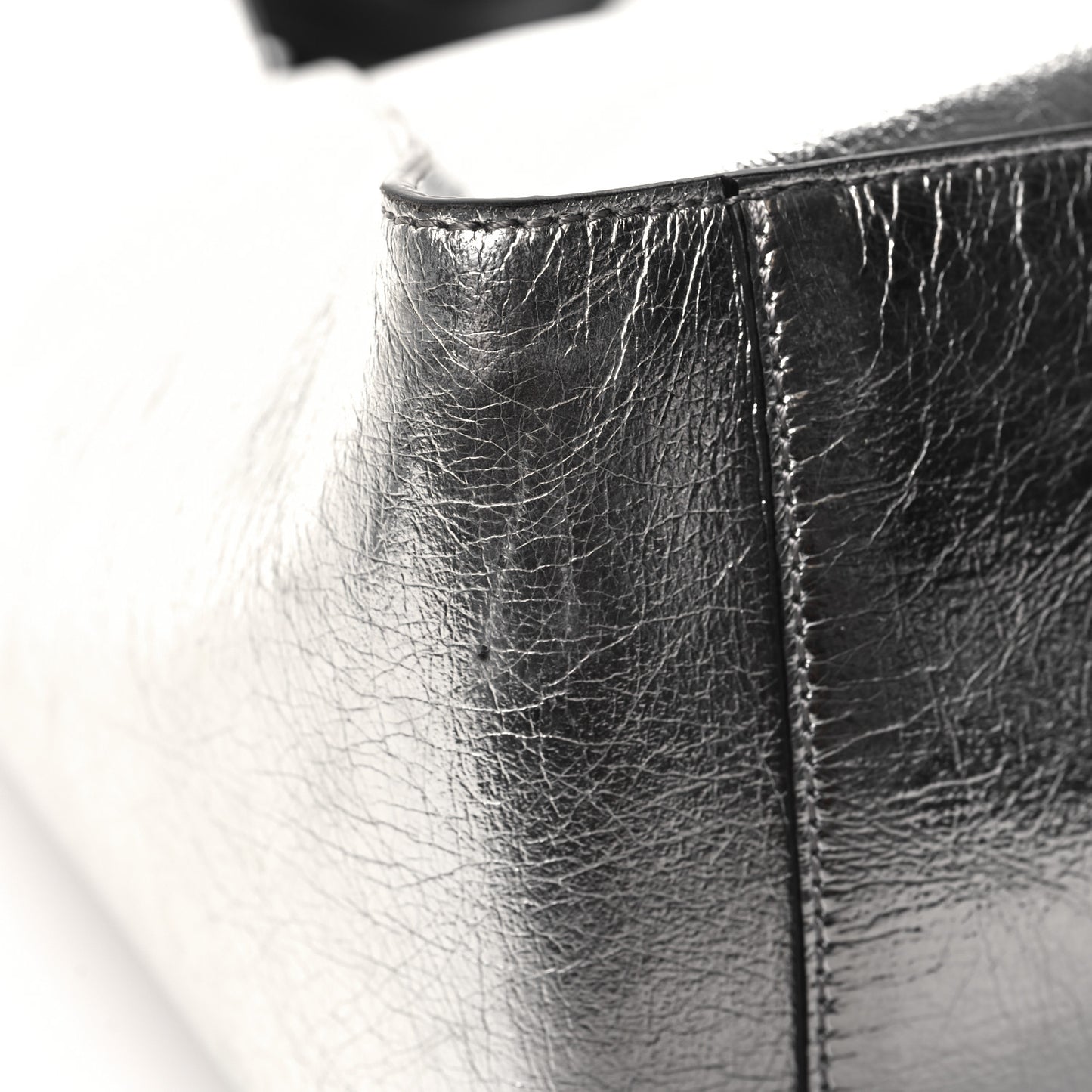 Metallic Eco Alter Nappa East West Perforated Tote Silver
