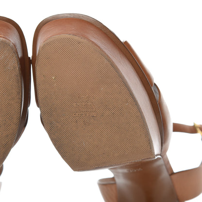 Saint Laurent Calfskin Bianca 105 Platform Sandals 39.5 Caramel 13 of 17