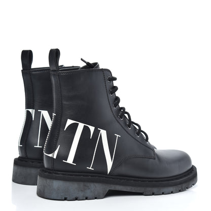 Valentino Garavani Calfskin VLTN 20mm Combat Boots 39.5 Black White 4 of 8