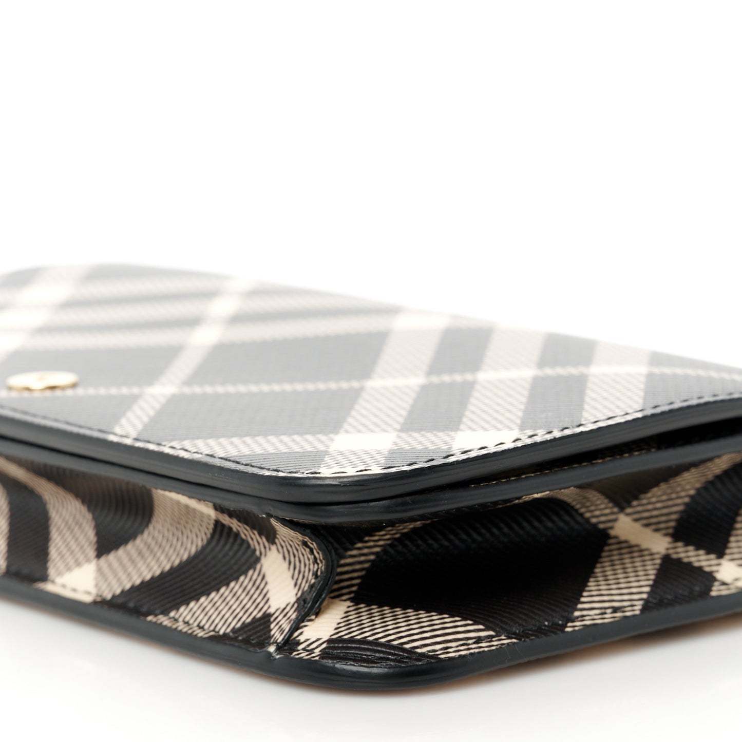 Check Chain Strap Wallet Black Calico