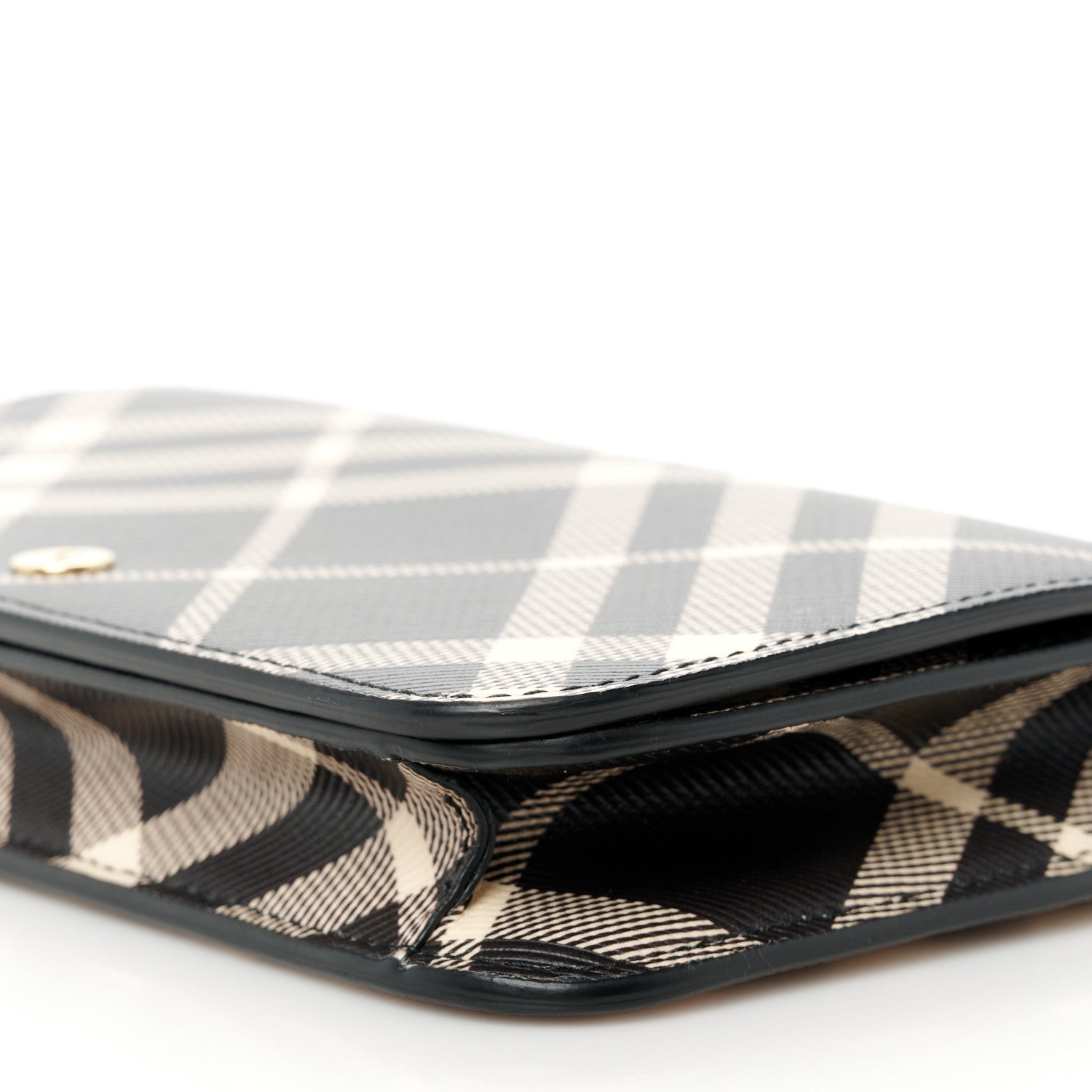 Burberry Check Chain Strap Wallet Black Calico 9 of 9