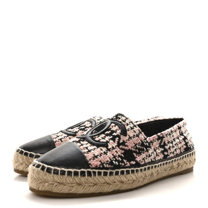 Chanel Tweed Lambskin CC Espadrilles 39 Pink Black 4 of 8