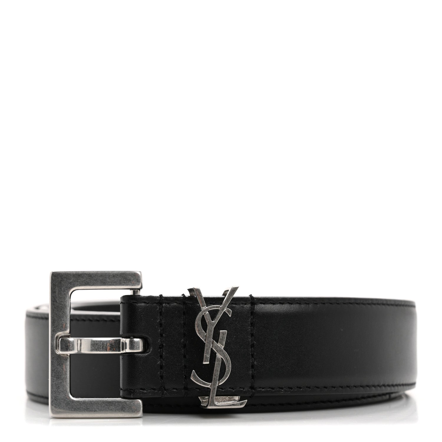 Saint Laurent Lambskin Monogram Cassandre Square Buckle Belt 100 40 Black 13 of 16