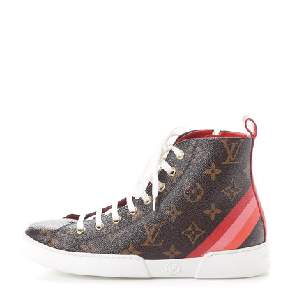 Louis Vuitton Calfskin Patent Monogram Stellar Sneaker Boots 35 Rouge 1 of 9