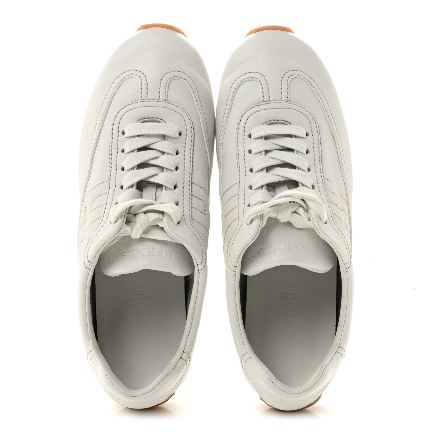 Hermes Supple Calfskin Master Sneakers 37 Beige Glaise 2 of 11