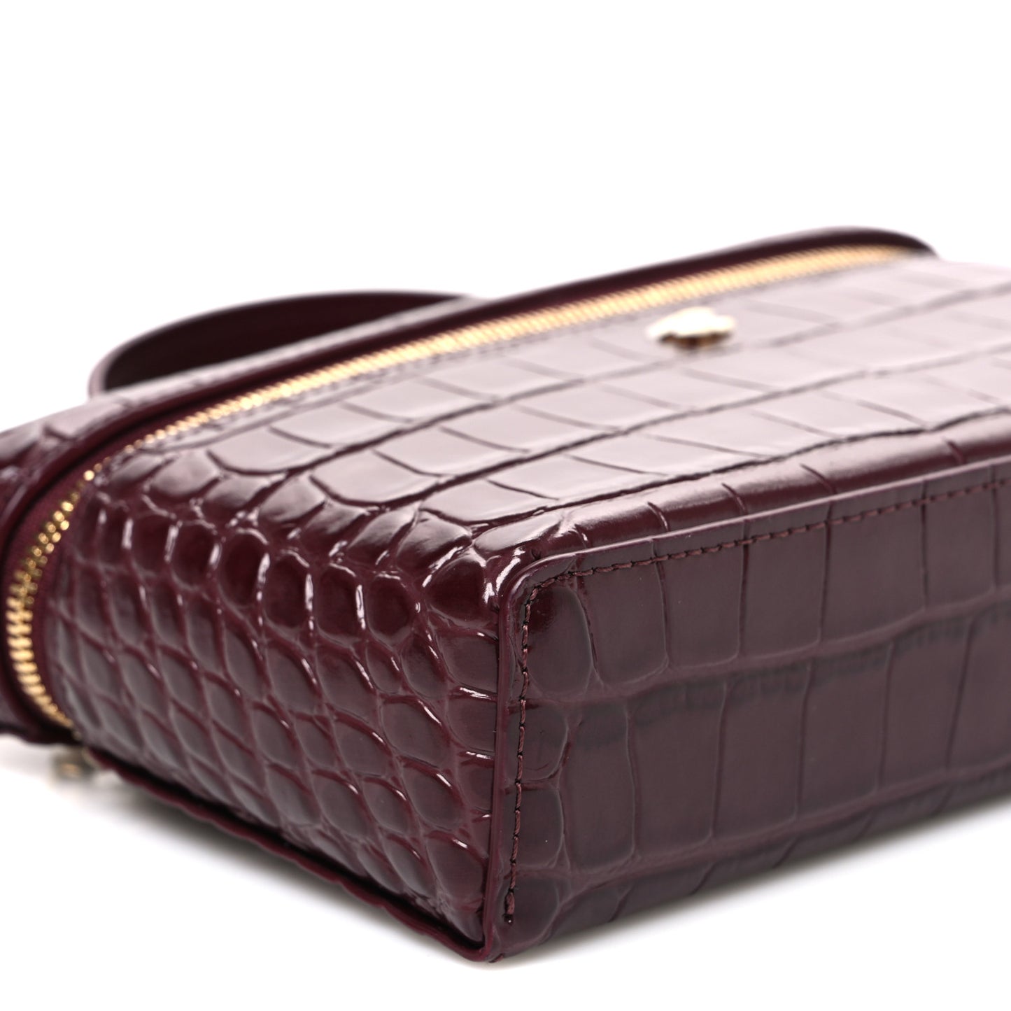 Calfskin Crocodile Embossed Crococo Exoticoco Vanity With Chain Dark Burgundy