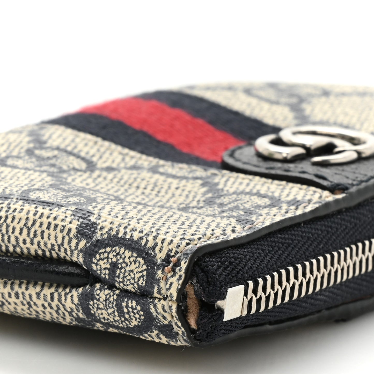 GG Supreme Monogram Web Ophidia Key Case Beige Blue