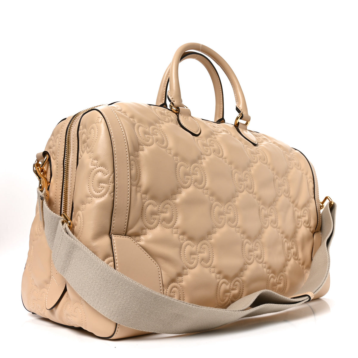 Calfskin GG Matelasse Medium Duffle Bag Naturale