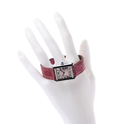 Cartier Stainless Steel Alligator 24mm Tank Solo Quartz Watch Red 2 of 8