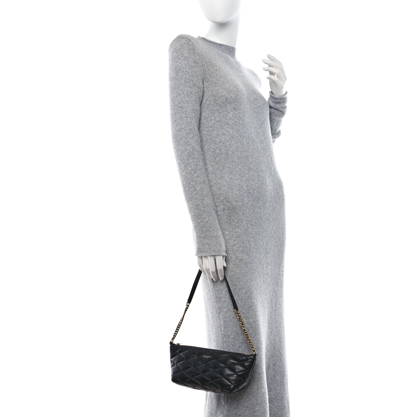 Lambskin Quilted Gaby Zipped Shoulder Bag Black