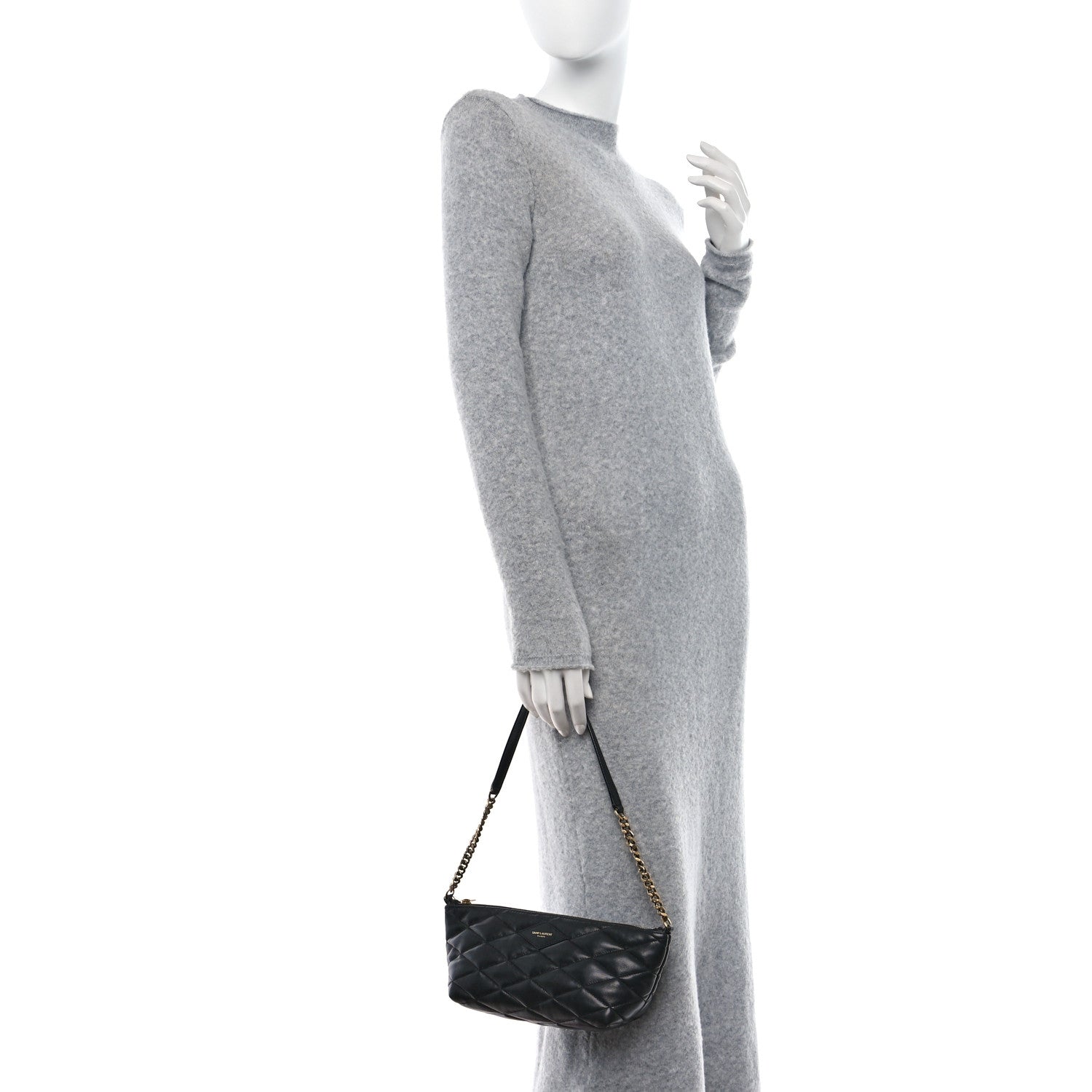 Saint Laurent Lambskin Quilted Gaby Zipped Shoulder Bag Black 2 of 12