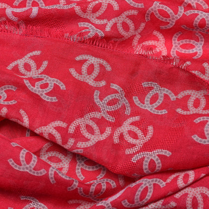 Chanel Cashmere CC Logo Scarf Red 3 of 3