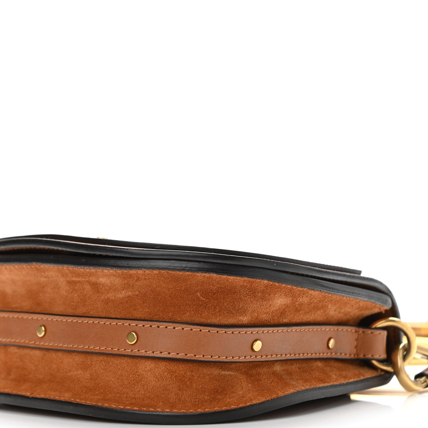 Calfskin Suede Small Nile Bracelet Bag Caramel