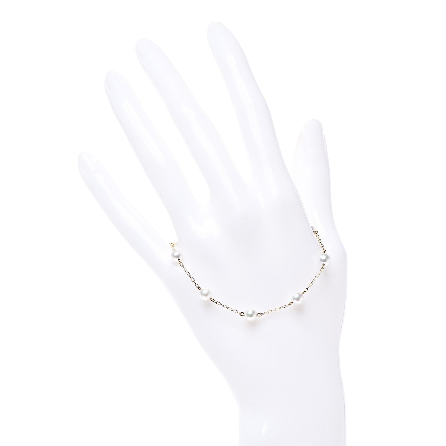 18K Yellow Gold 5mm Akoya Cultured Pearl Station Bracelet