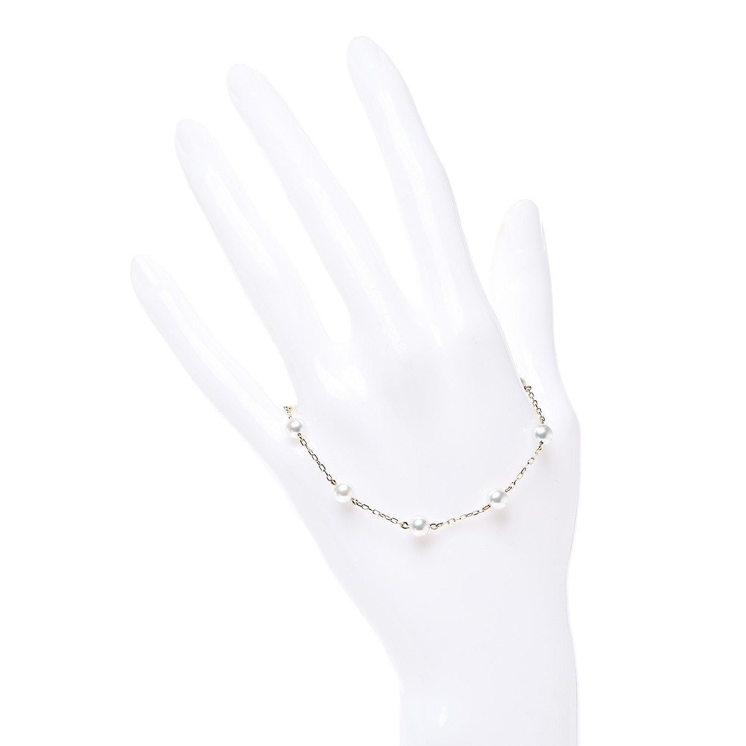 Mikimoto 18K Yellow Gold 5mm Akoya Cultured Pearl Station Bracelet 2 of 5