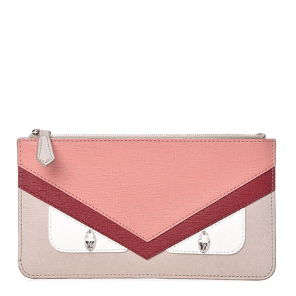 Fendi Vitello Elite Crystal Eye Monster Zip Pouch Grigio Polvere Ribes Multicolor 1 of 7